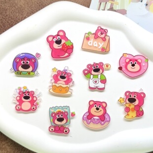 Acrylic New Cartoon Strawberry Bear DIY Jewelry Accessories Mobile Phone Case Decoration Buckle Hole Shoe Shoe Buckle Accessories
