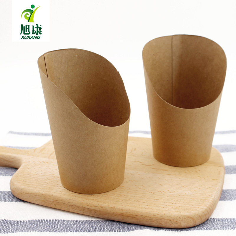 Venta al por mayor taza de huevo de zurriago taza diagonal papas fritas taza de papel desechable logo taza de papel Kraft taza de huevo