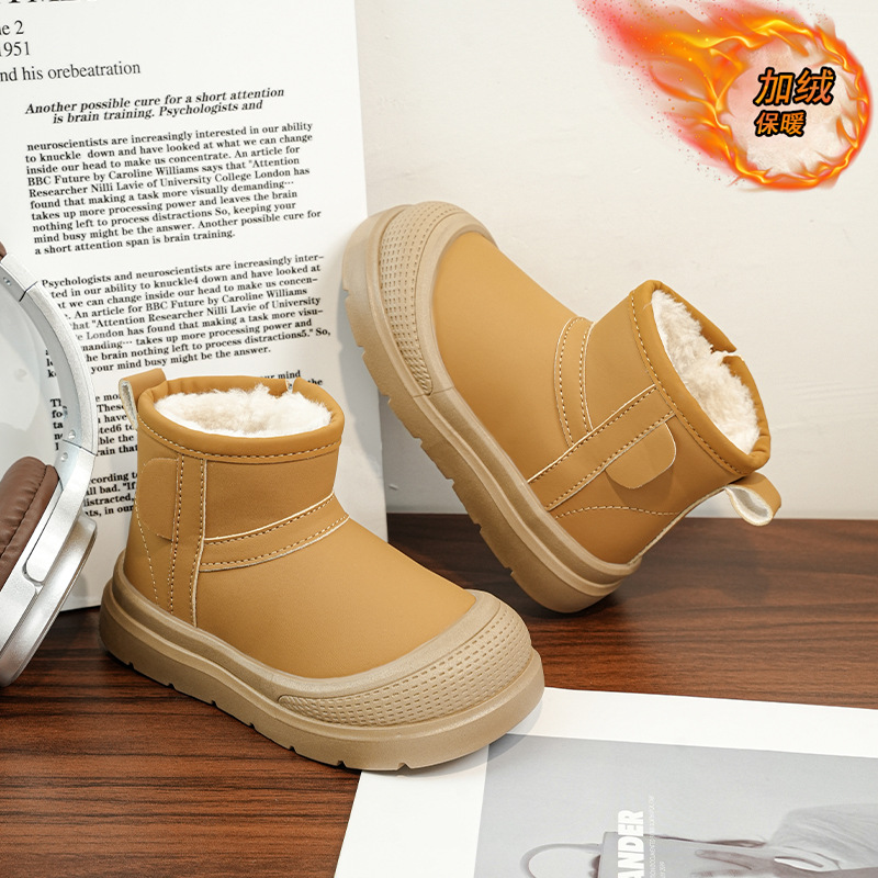 Niños botas de nieve de invierno 2025 nuevas botas de algodón cálidas de lana para niñas botas de algodón impermeables zapatos de algodón para niños