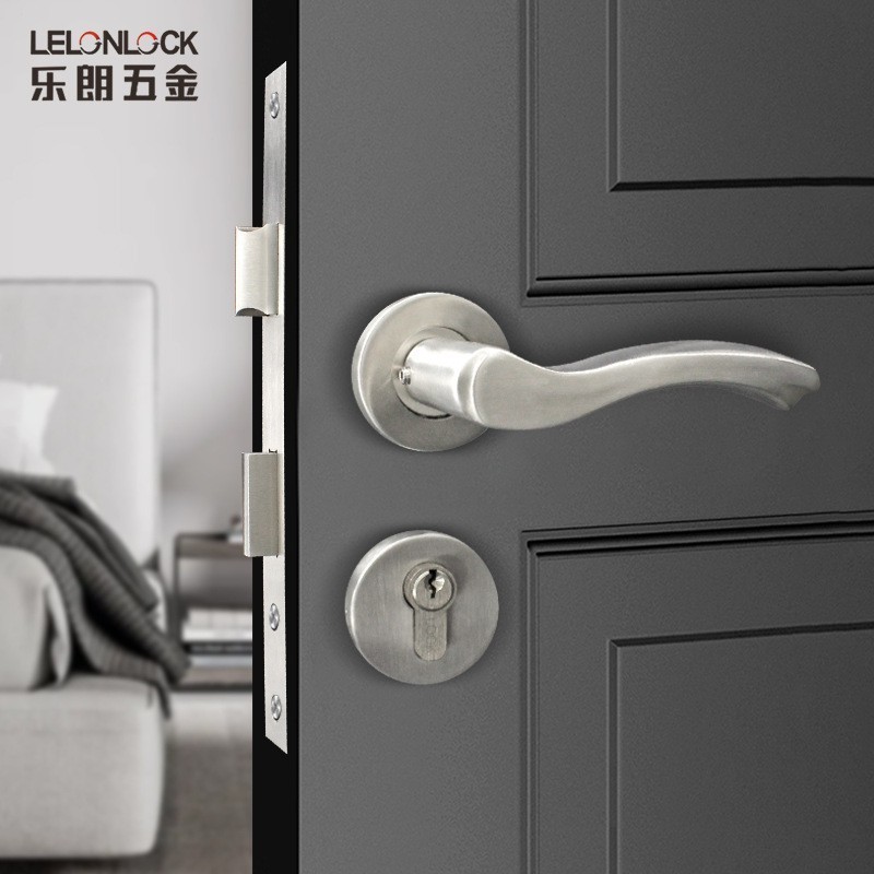 Cerradura interior moderna y simple cerradura de puerta de madera del dormitorio cerradura separada 304 manija de puerta de acero inoxidable cerradura de puerta mecánica silenciosa