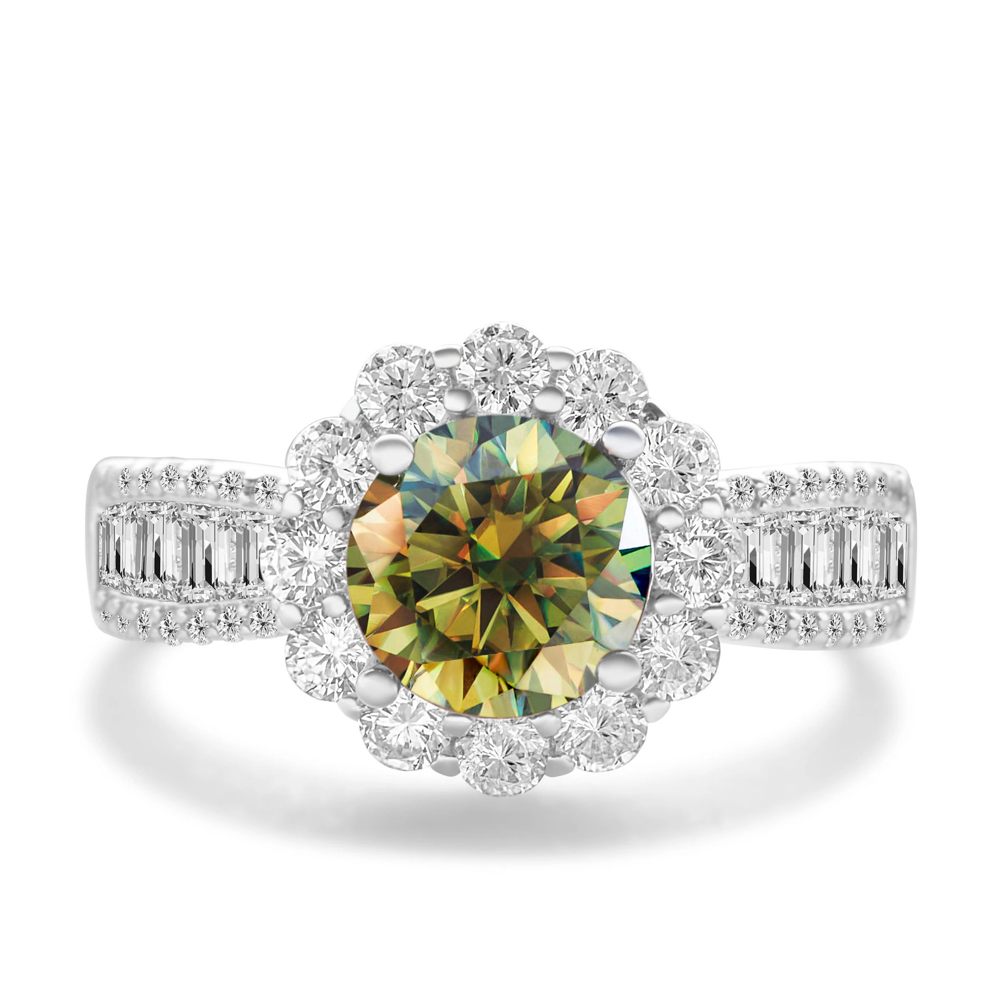 2CT anillo de piedra de mosaico de color de plata esterlina S925 cinturón de plata GRA certificado de mosaico de comercio electrónico transfronterizo anillo de venta caliente para mujeres