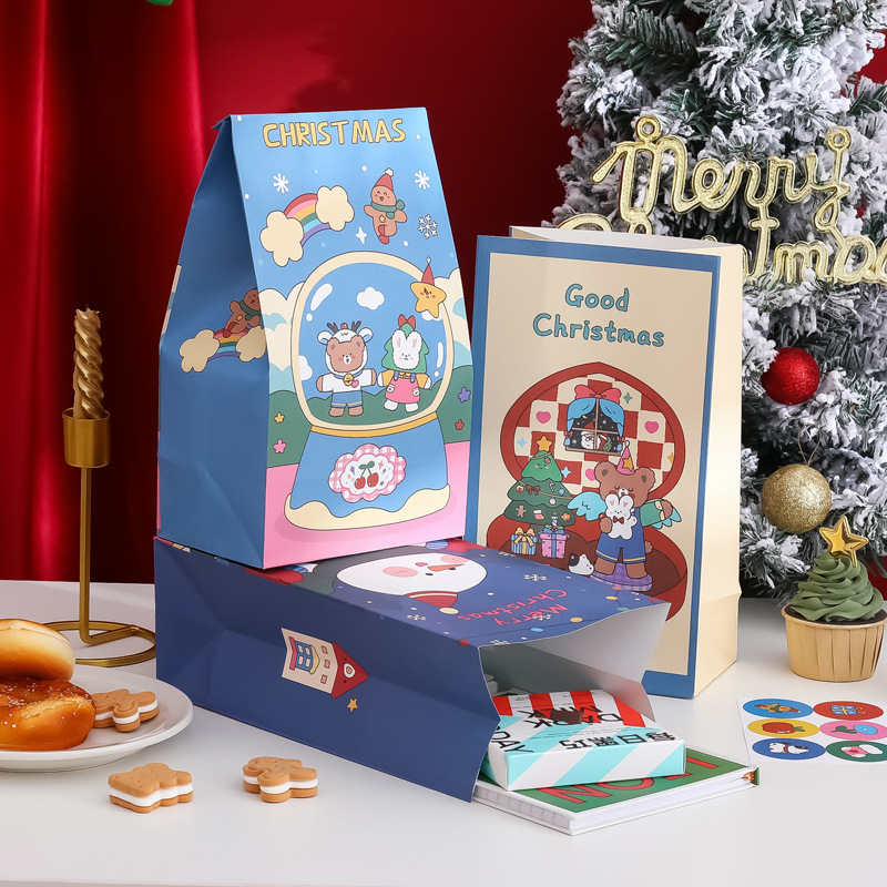 Bolsa de regalo de dibujos animados de Navidad vintage creativo galleta bolsa de manzana bolsa de embalaje de caramelo regalo de Navidad bolsa de papel Kraft