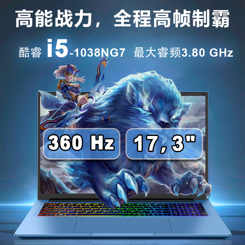Cross-Border 17.3inch Core I5-1038Ng7 Business Office Gaming Thin and Light Portable Laptop Wholesale