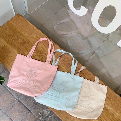 2961 Niche design pearlescent embroidery cream color large capacity canvas bag women's handbag shoulder tote bag