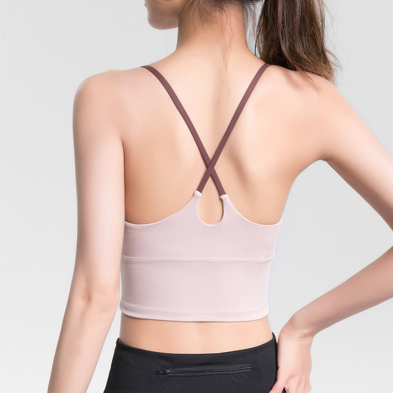 Shock Absorbing Outdoor Sports Underwear Women's Summer Belt Chest Pad Beauty Back Fitness Bra Naked Sling Lulu Yoga Vest