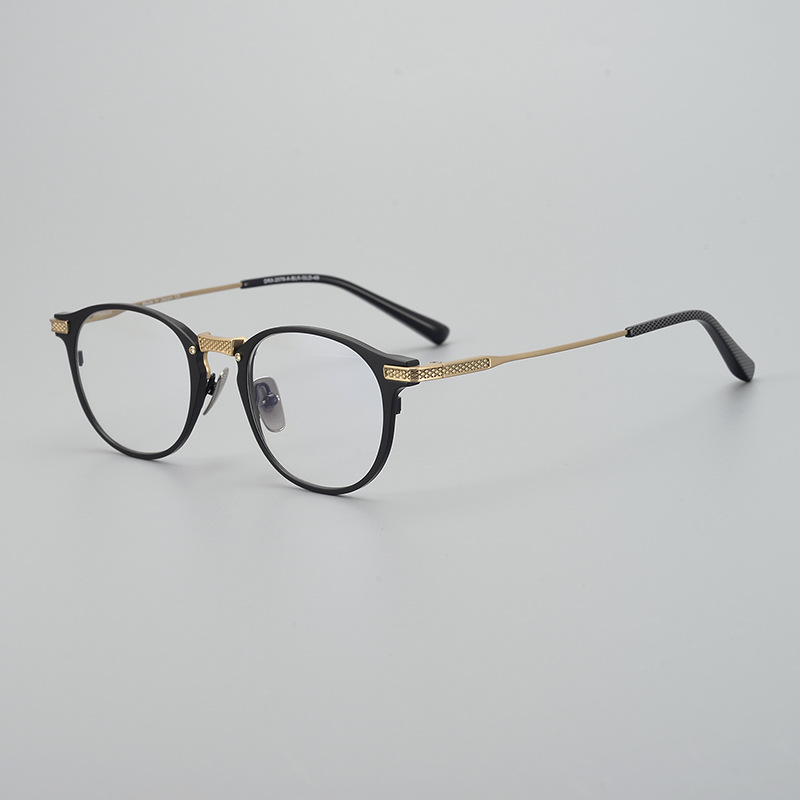 Versatile Minimalist New Pure Titanium Eyeglass Frames, Popular Online, Retro Business Style, Unisex, Round, Ultra-light, Suitable For_voghion.com