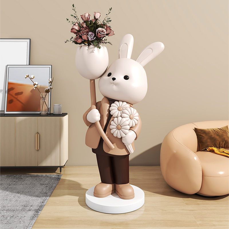 Rabbit Floor-standing Ornaments, Home Accessories, Living Room Tv Cabinet, Green Plant Storage Next to Sofa, Entrance Hall, Housewarming Gift