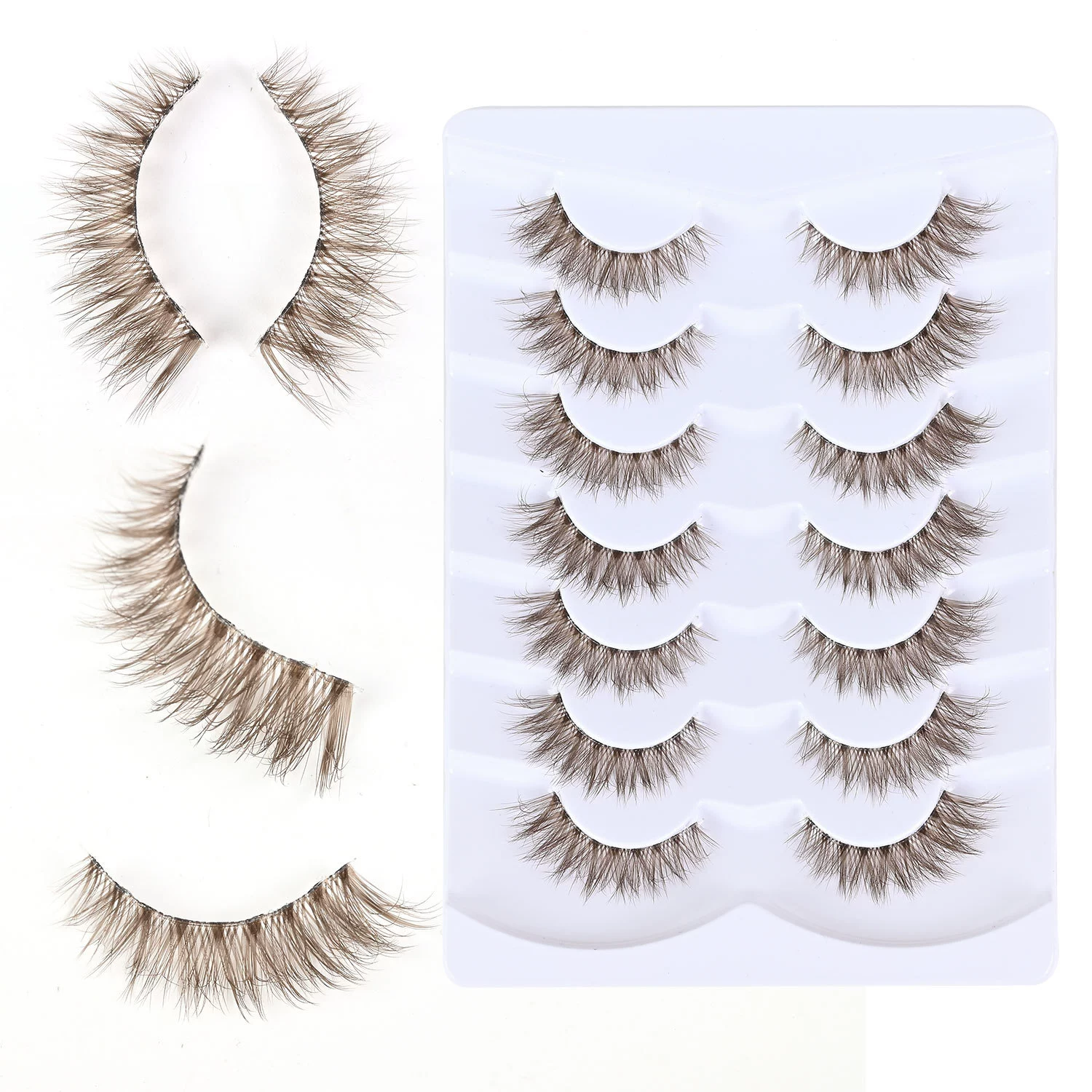 美伊吖 (Cross-border trading), three dimensional curling brown transparent false eyelashes for eyelashes