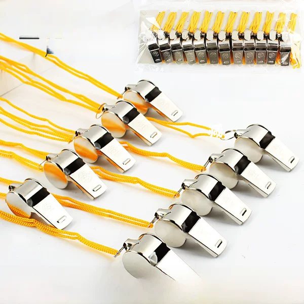 Lanyard Metal Whistle Coach Referee Whistle for Life-Saving Sports Games Stainless Steel Large Whistle Wholesale