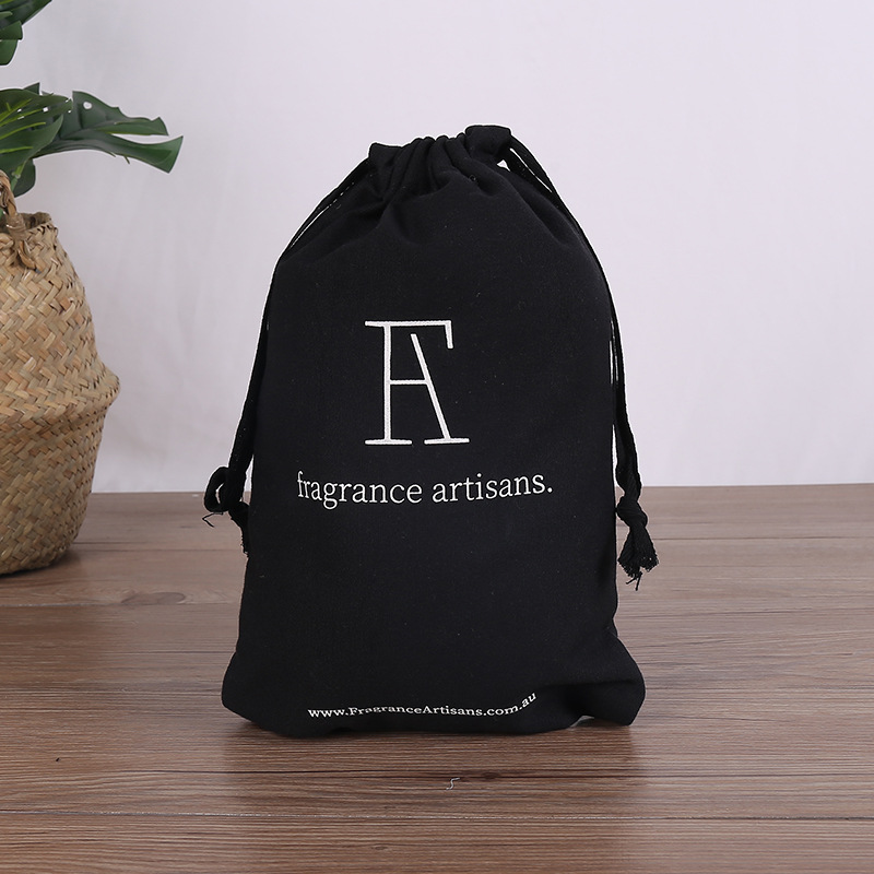 厂家黑色印花帆布束口袋定 制做棉麻抽绳袋大米收纳袋束口印logo