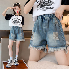 女童夏季套裝2024新款兒童牛仔短褲夏裝上衣薄款女孩夏天熱套裝潮