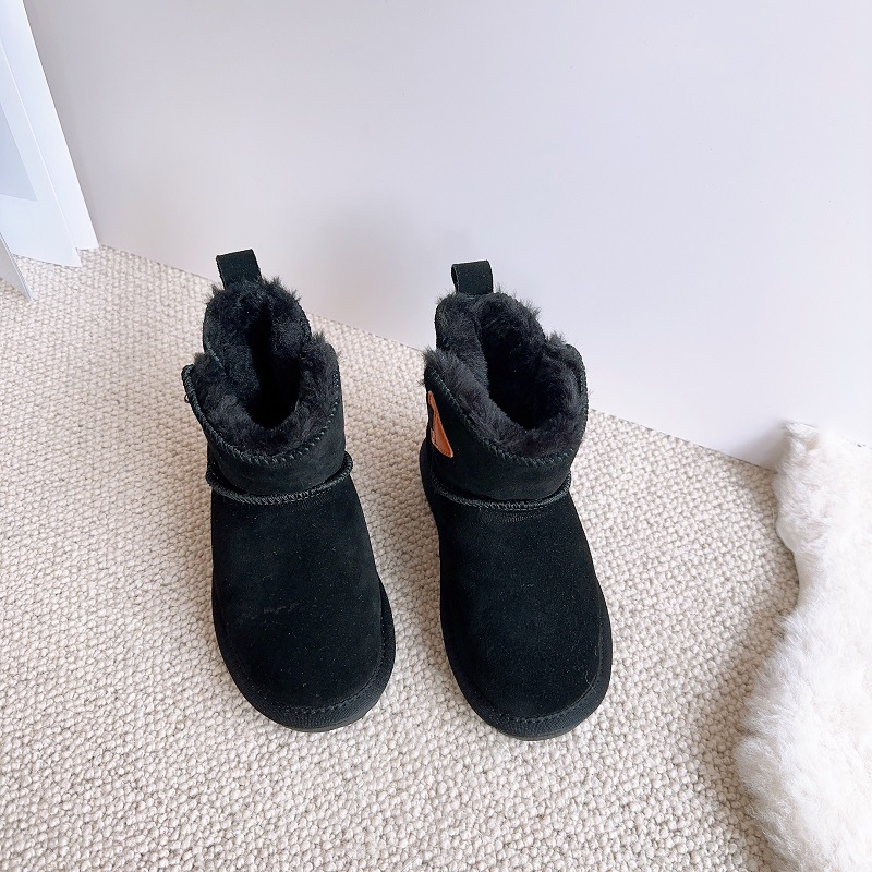 Neue Kinder-Schneestiefel aus echtem Leder, plüschig und warm für Jungen und Mädchen, wasserdichte Mädchenstiefel, Baby_voghion.com