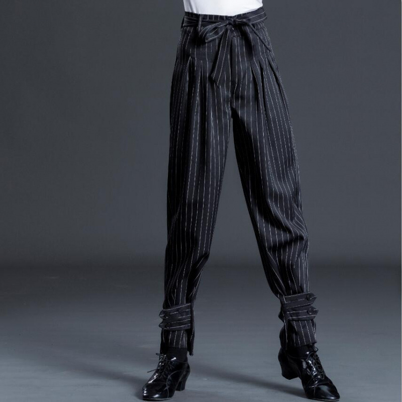 Black striped pants + belt