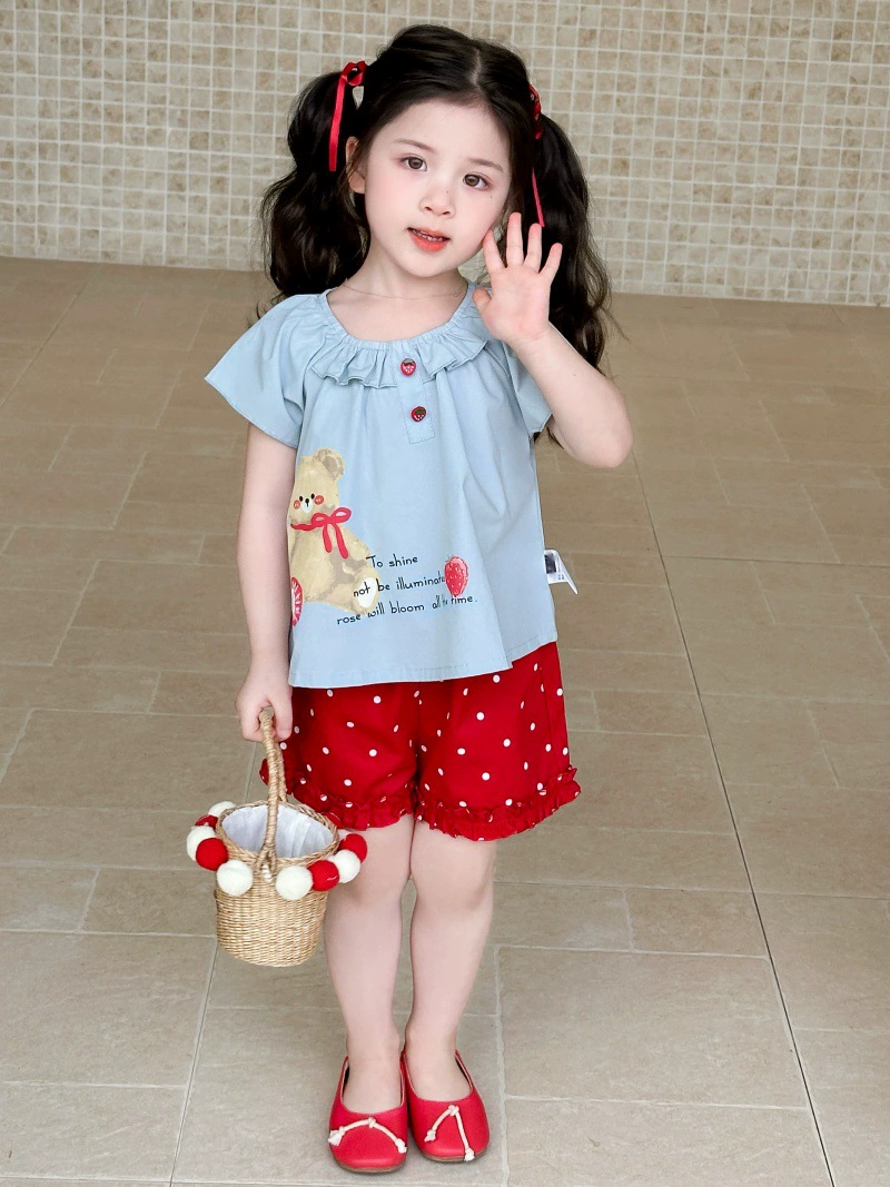 Cute set, children's summer clothing, children's clothing, with short sleeve, with little bears