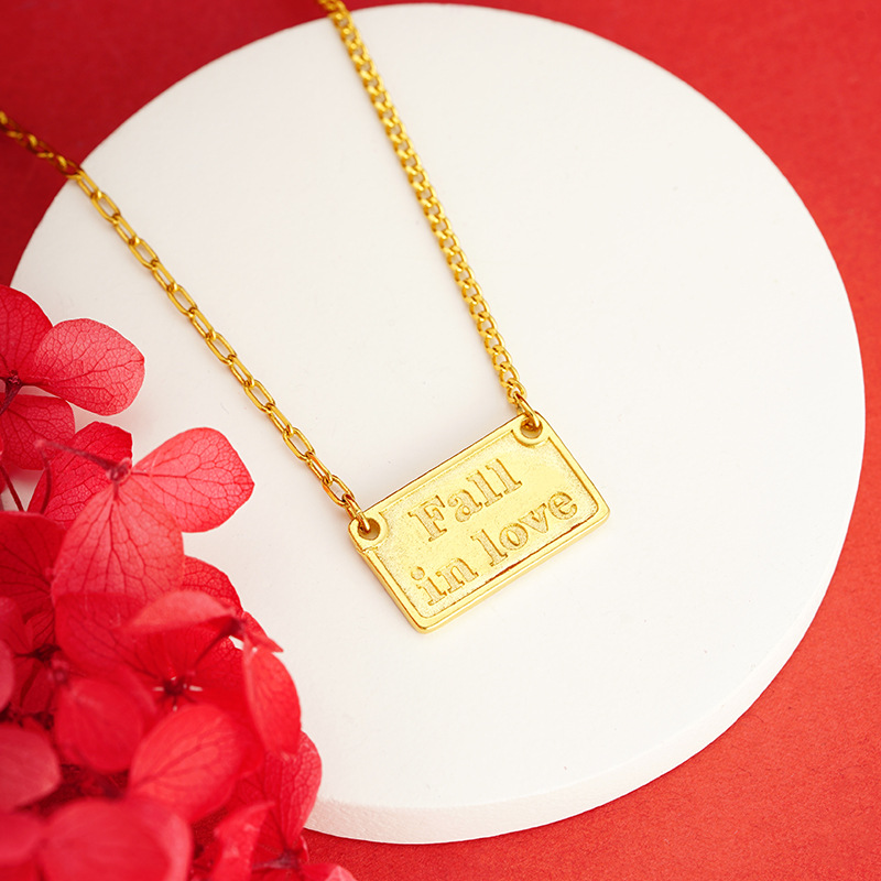 Vietnam arena oro collar de las mujeres no se desvanece durante mucho tiempo simple luz caída de lujo en el amor collar cuadrado imitación cadena de oro