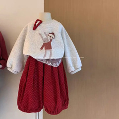女童秋装2025卡通韩系新款春秋女童洋气卫衣宝宝长袖套装爆款