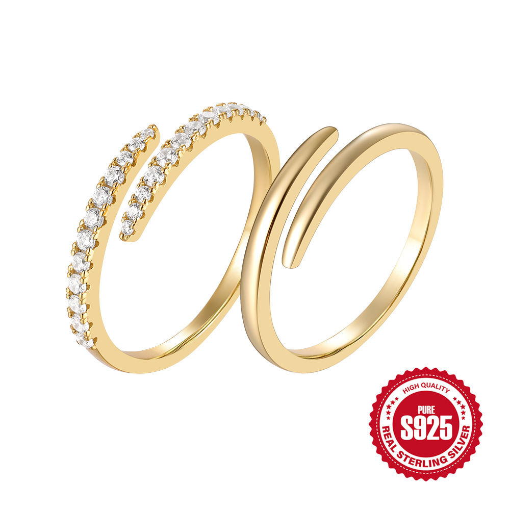 Cross-Border fashion hot selling ins style s925 sterling silver classic opening diamond Super Flash temperament wedding engagement ring