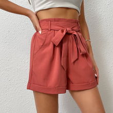 亚马逊独立站外贸2023夏季新款时尚跨境女装休闲裤子红色欧美短裤