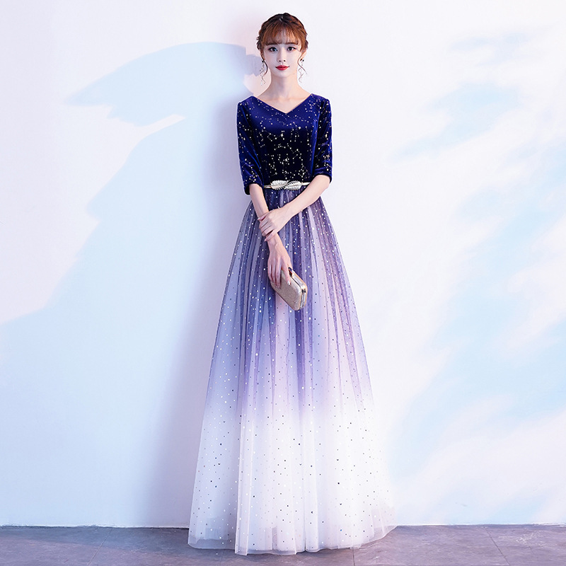 Large Choir Costume Long Dress Temperament Command Costume Student Adult Banquet Host Evening Dress Female Long