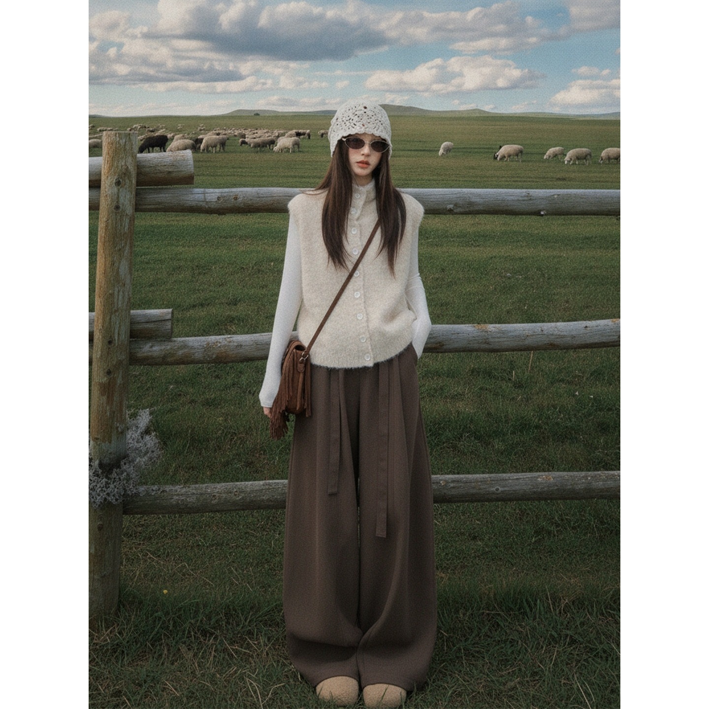 Soft and gentle knitted vest for women, suitable for spring, autumn, and winter, featuring a high collar and buttoned design, perfect for layering and versatile styling