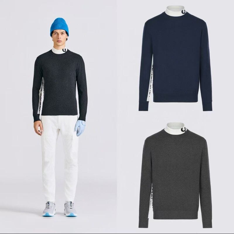 New Autumn and Winter Golf Clothing for Men, Round Neck Patchwork Long-Sleeved Knitted Sweater, Sports Casual Versatile Top New Autumn and Winter Golf Clothing for Men, Round Neck Patchwork Long-Sleeved Knitted Sweater, Sports Casual Versatile Top