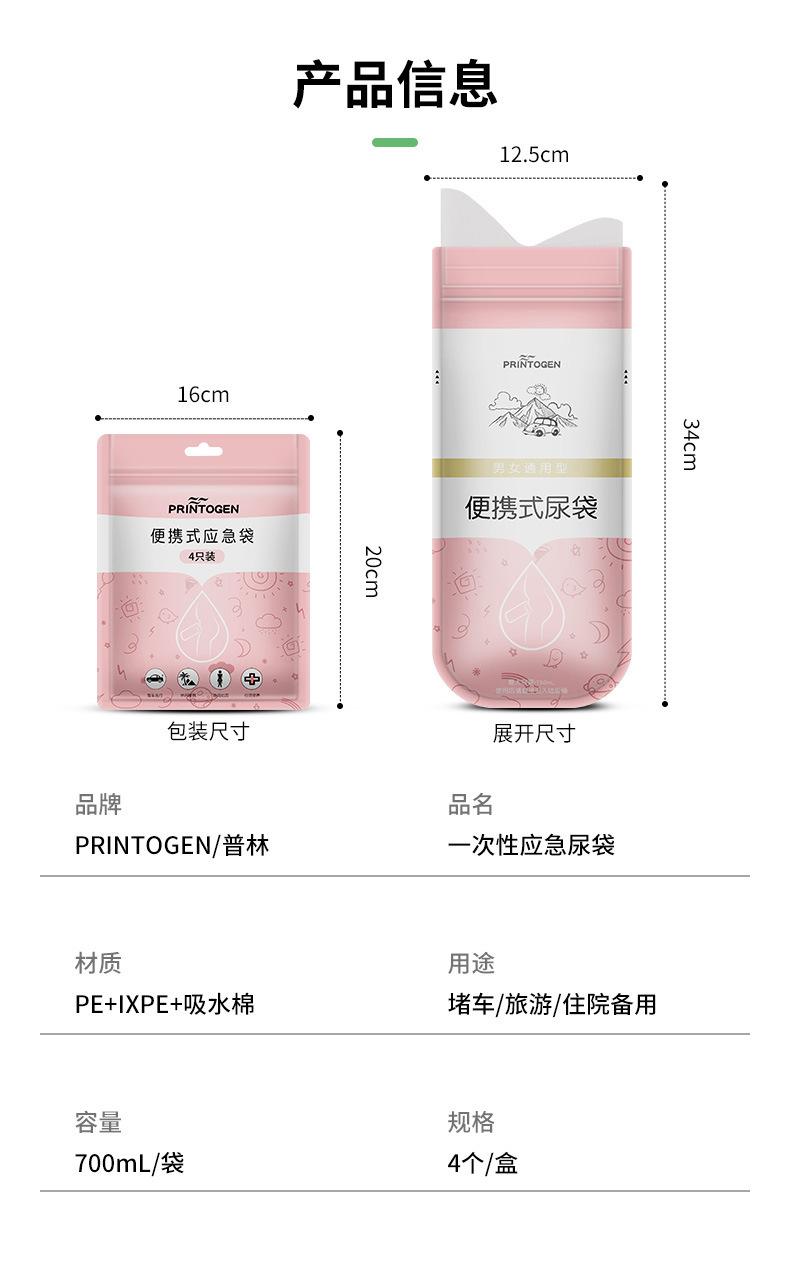 Emergency Urine Bag Disposable Female Car Emergency Toilet Convenient Artifact Portable Car Female Standing Urinal