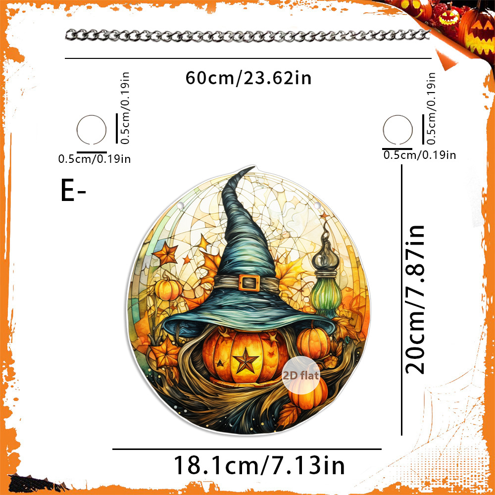 Decoración de Halloween transfronteriza cabeza de calabaza malvada 2D acrílico disco colgante ventanas de color porche colgante