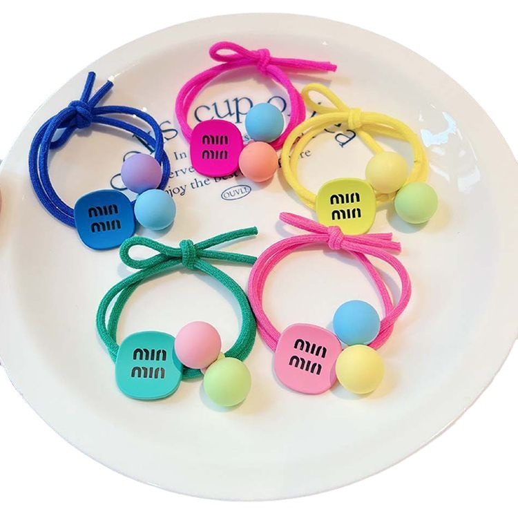 Coreano simple letra MIN anillo de cabello de niña bola cabeza cuerda de cola de caballo universal toque de cabello correa de cuero al por mayor