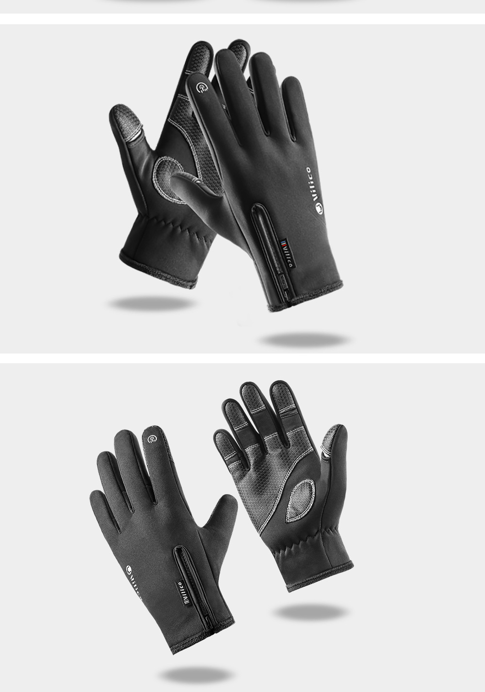 Outdoor-Sport, Herbst und Winter, Herren Radfahren, warme Skifahren, PU-Lederhandschuhe, Fleece, Touchscreen, wasserabweisend,_voghion.com