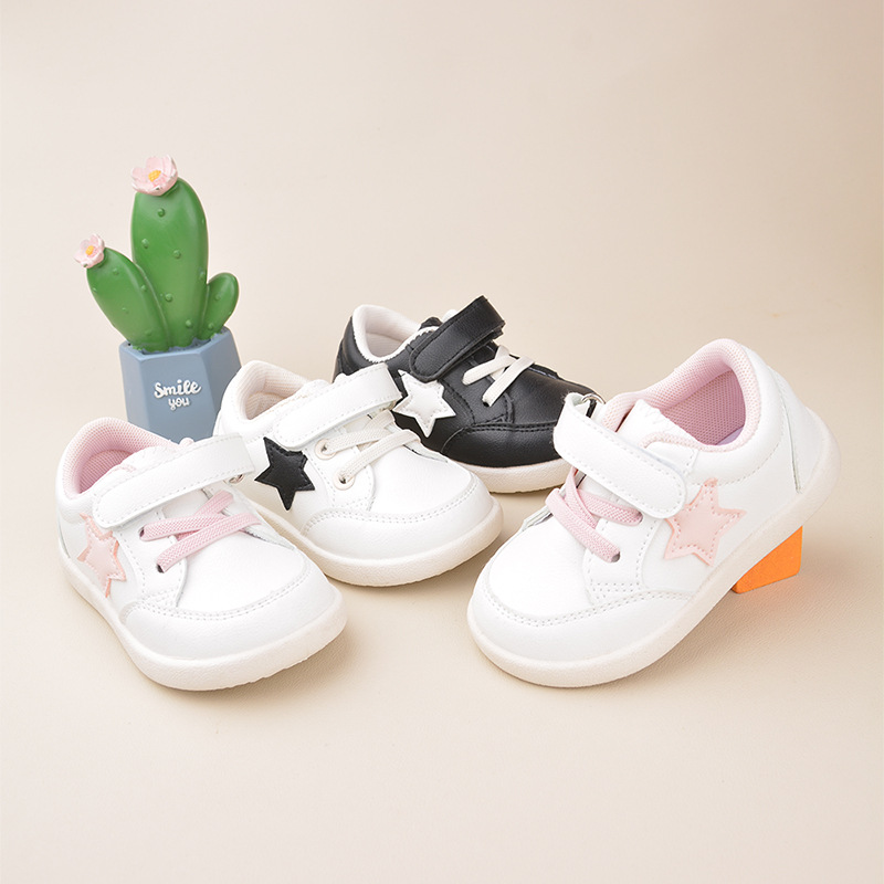 Fashion Four Seasons in stock Velcro Children's Board Shoes Casual Cute Stars Injection Molded Soft Sole Children's Single Shoes