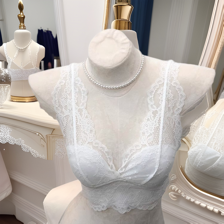 French Lace Underwear Push-up No Steel Ring White Inner Stacked Camisole Bra suit Dragon Heart Same Style