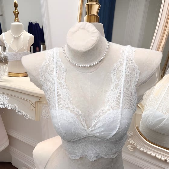 French Lace Underwear Push-up No Steel Ring White Inner Stacked Camisole Bra suit Dragon Heart Same Style