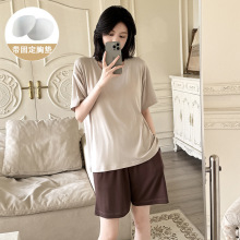 �⴩���ض���̿�����˯��Ůʿ�ļ�Բ����ɴ�ɫ���п�Ҿӷ���װ