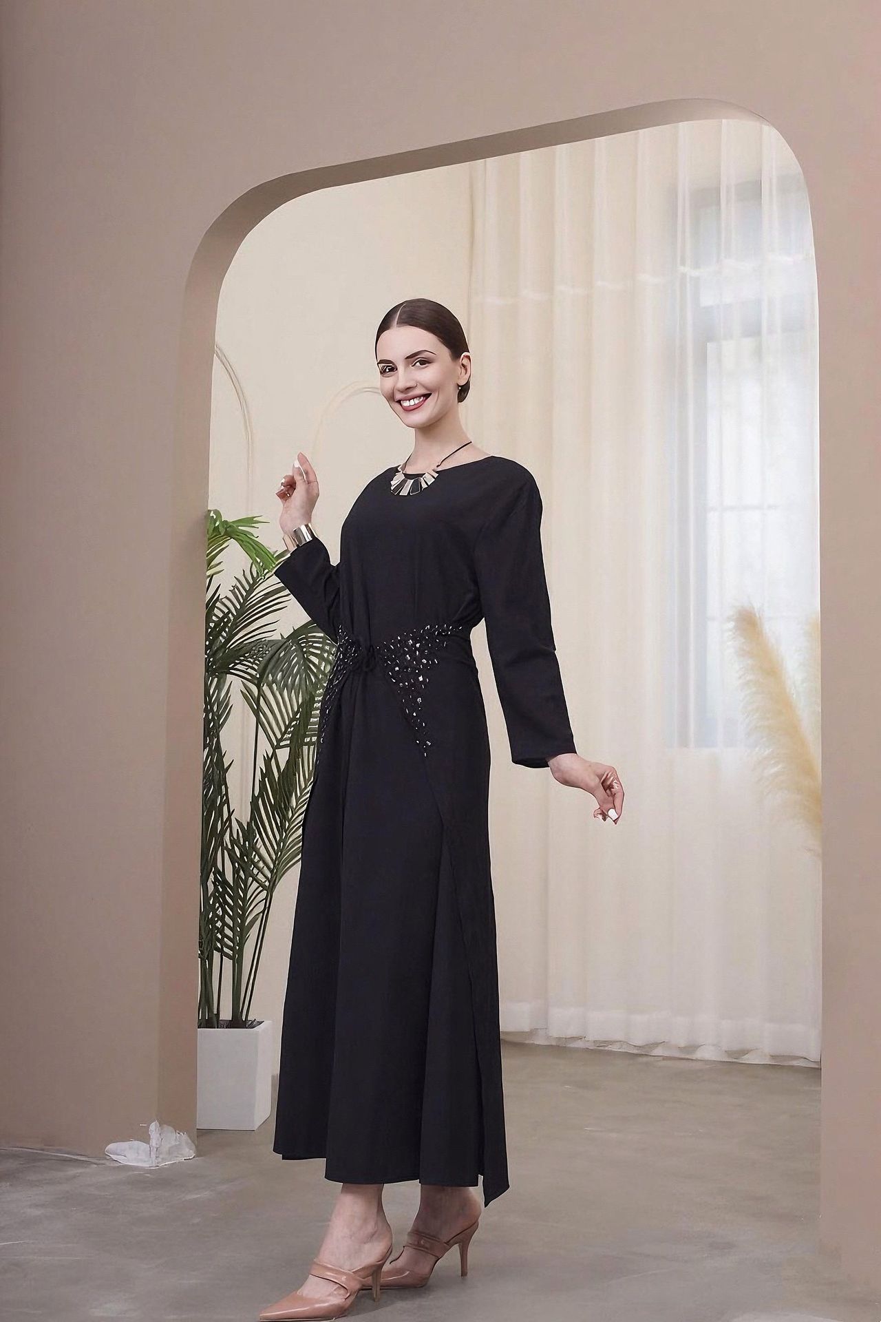 2025 Muslim Solid Color Dress Suit LR464_voghion.com