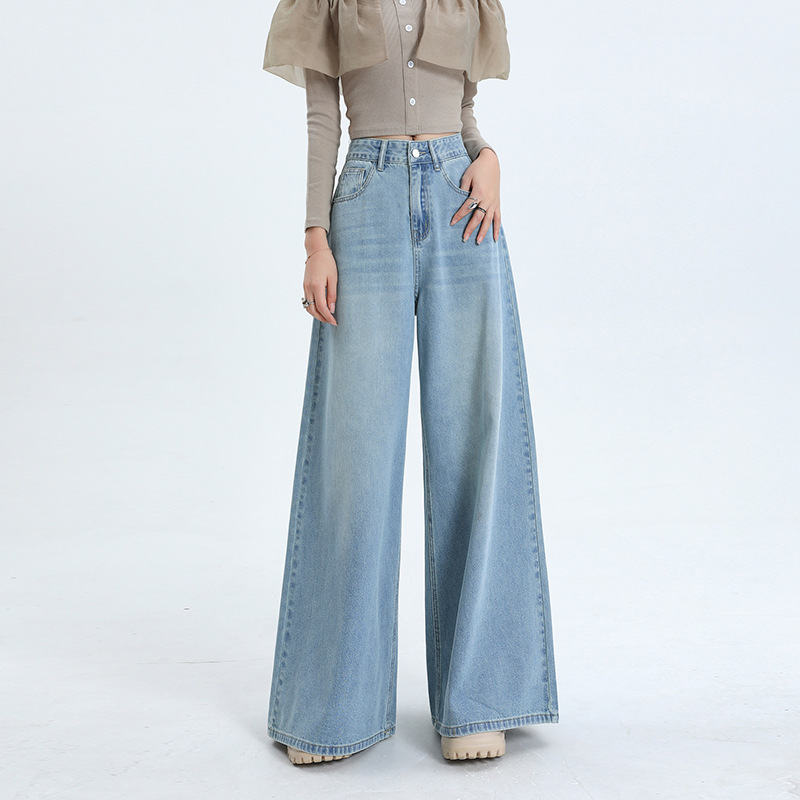 Autumn 2023 New Light Blue High Waist Wide Leg JEANS WOMEN's Swing Pants Autumn 2023 New Light Blue High Waist Wide Leg JEANS WOMEN's Swing Pants