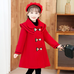 Calissa CARISA Girls' Woolen Coat Autumn and Winter Children's Thickened Girl's Coat Stylish Korean Woolen Coat