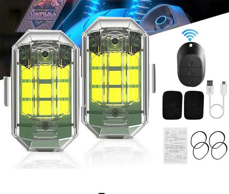 New Modified Motorcycle Drone Aircraft Led Strobe Light, High Waterproof, Long Battery Life, Wireless Remote Control, Multi-Mode