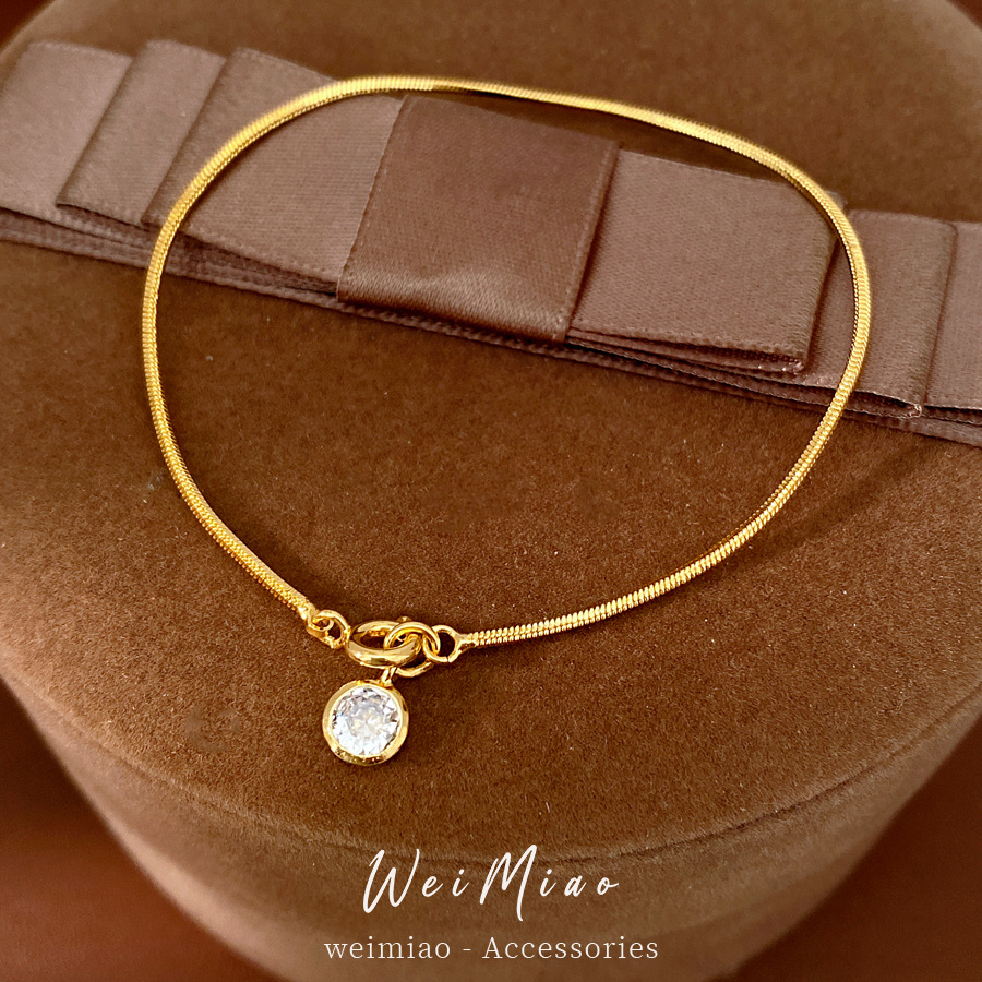 18k oro real pulsera redonda de mármol de electrolito ligera de lujo nicho de alta sensación pulsera simple personalidad joyas de pulsera