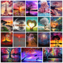 2022外贸新品5D 钻石画风景山水热卖装饰画DIY贴钻砖石绣厂家批发