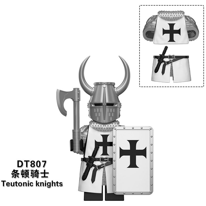 DT8901 siglo medieval templo cruzado Santa tumba Teton Hospital Caballero conjunto completo de armadura pesada gente ensamblada bloques de construcción