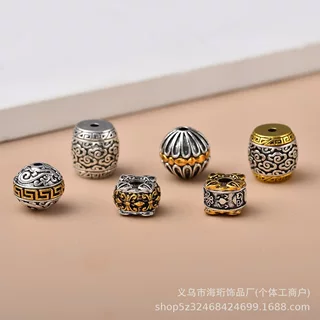 强保色藏银色双色铜镀六子箴言手工 Diy手串手链配珠隔珠隔片饰品