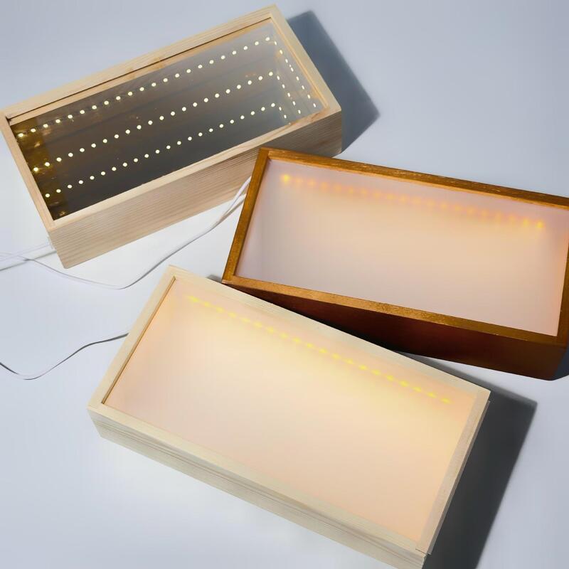 Acrylic Abyss Mirror Photo Frame USB Plug-In Led Luminous Display Box DIY Immortal Flower Plant Decoration