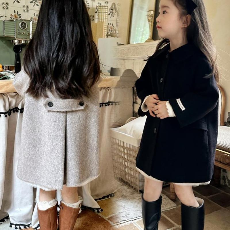 女の子の春秋のカシミヤのコートの子供の秋冬の韓国版の洋気の中の長いタイプの女の子の中で大きい子供の赤ちゃんのコート|undefined