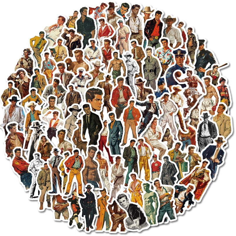 100 Retro Professional Male Boss Boxer Graffiti Stickers DIY Decorative Luggage Notebook Sticker Paper