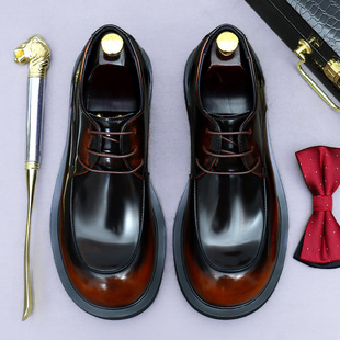 [Big Sale] Big Toe Derby Leather Shoes Men's Business Formal Shoes Wide Leg Cowhide Genuine Leather Shiny British Men's Shoes