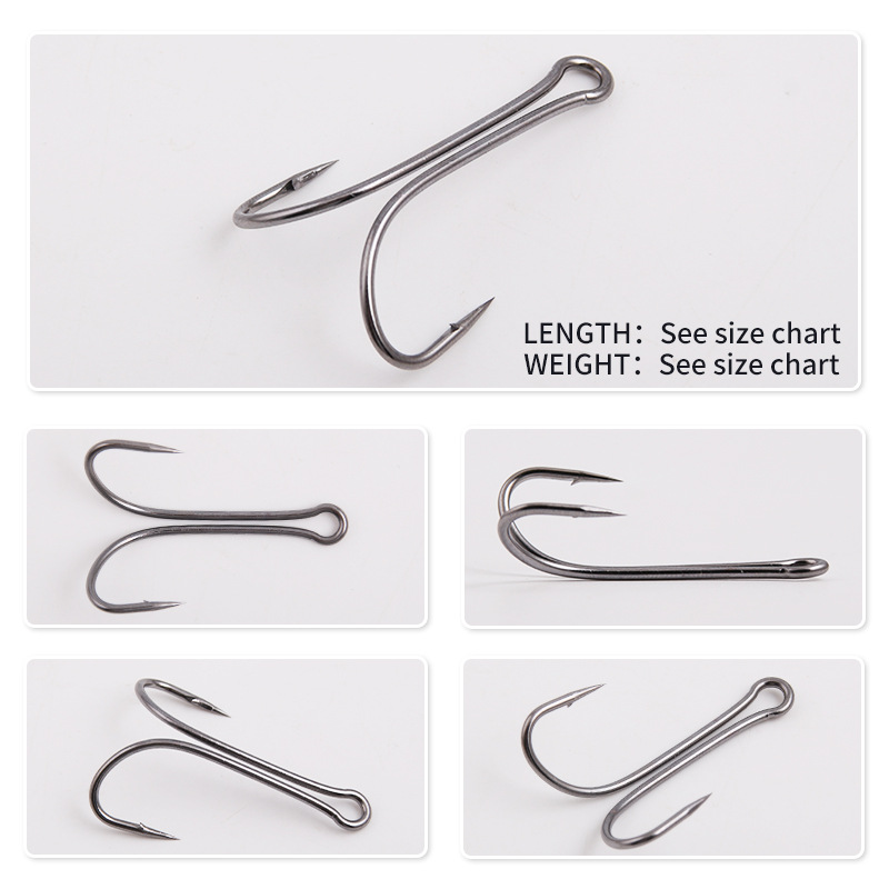 100 Pack Double Hook Weedless Fishing hook Fly Tying Duple Hook for Jig  Bass | eBay