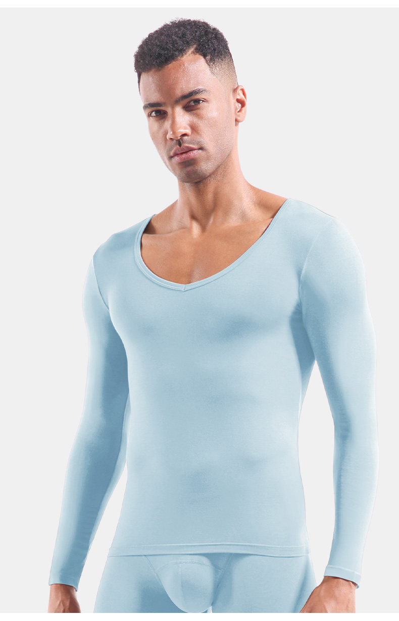 Herren Thermounterhemd V-ausschnitt Aus Baumwolle Unterhemd_voghion.com