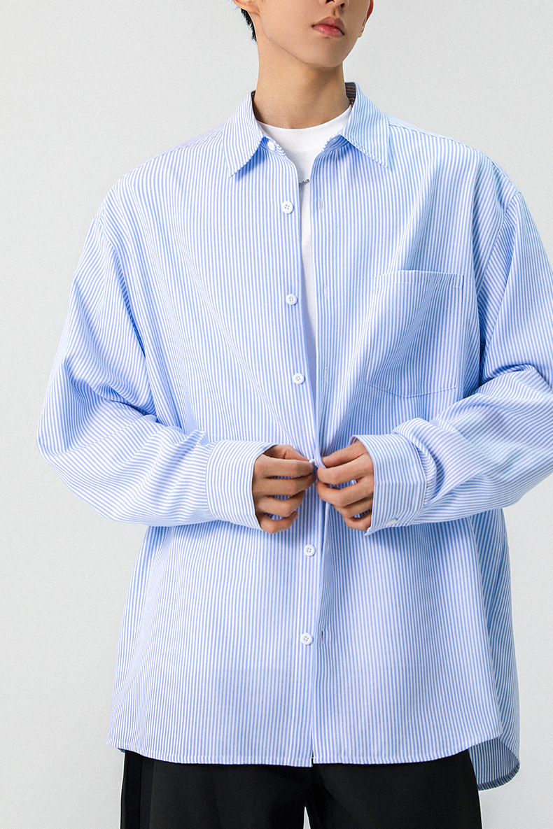 Inflation Color-Block Striped Loose Shirt