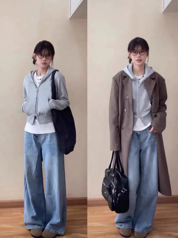 灰色修身连帽卫衣外套女2025春秋新款短款开春穿搭上衣收腰开衫|undefined