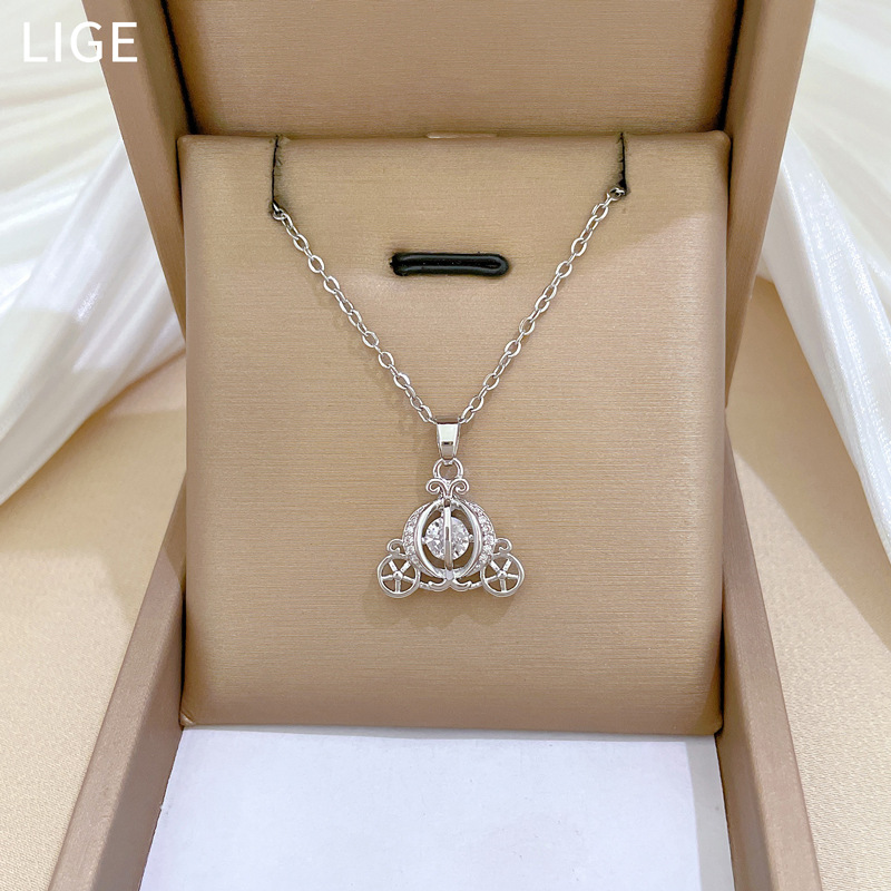 Collier De Luxe Scintillant Strass Pour Femme Chaîne En Acier_voghion.com